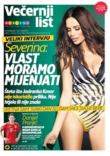 Naslovna stranica novina s apelom pjevačice da se promijeni vlast