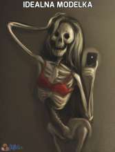 Obrazek pokazujący modelkę - kościotrupa.