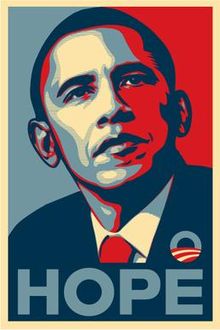 artwork of barrack obama with the word hope 