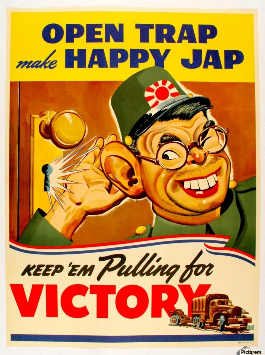 An American anti-Japanese propaganda poster that was put out in order to bring hatred to them during the time of WW2.