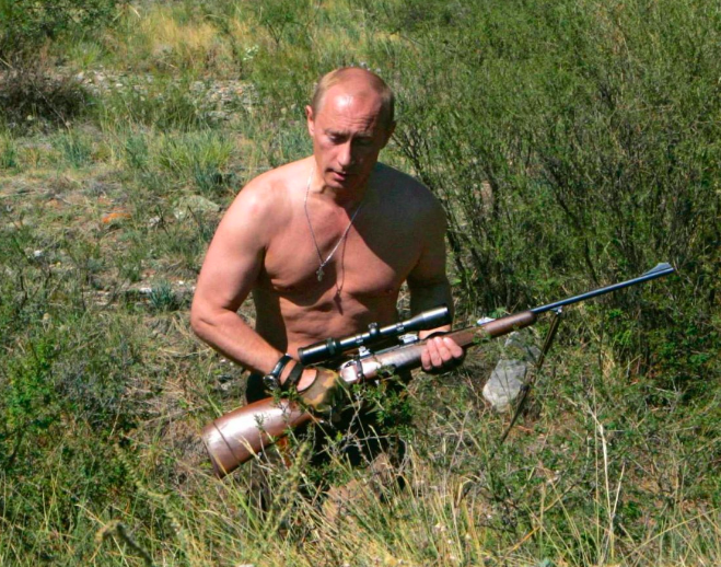 This is a video Putin the russian president with a weapon