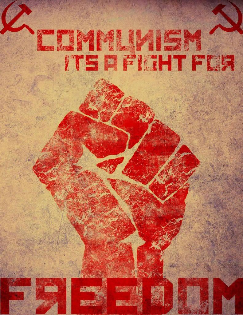 Red fist with title 'communism is a fight for freedom'