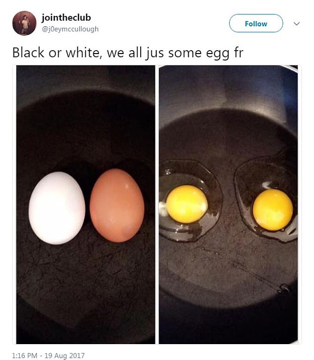 Black or white, we all jus some egg fr