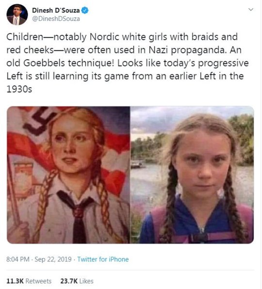 Greta Thunberg compared to Nazi propaganda girl on twitter