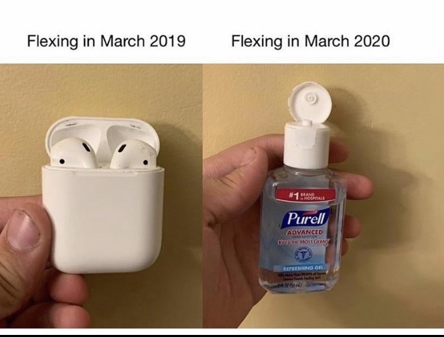 This pictures shows how people how people are showing off their AirPods while In 2020 people are now worried about the Coronavirus 