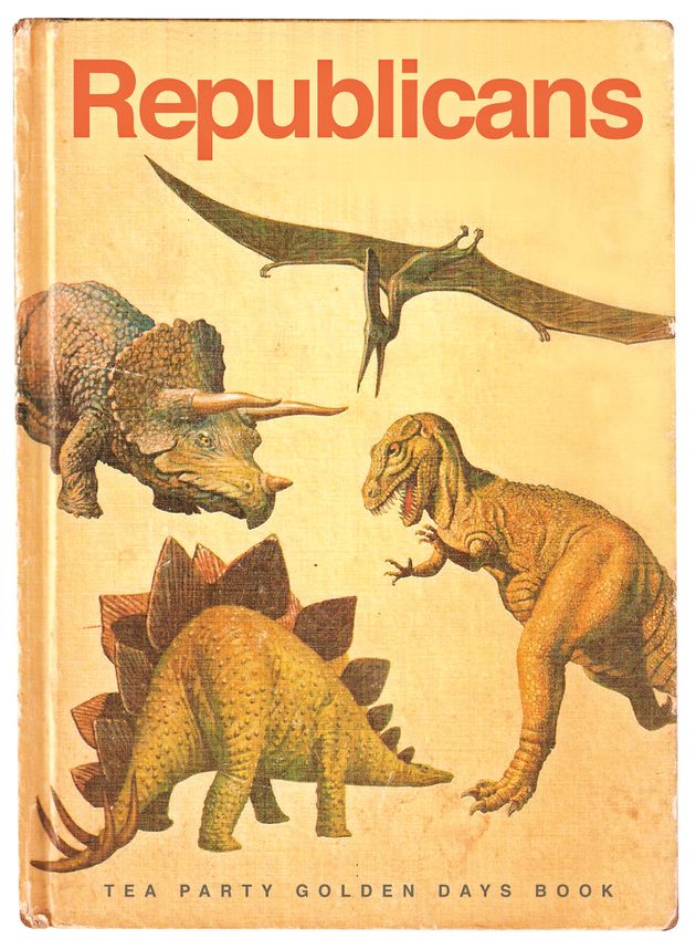 Little Golden Book called Dinosaurs, except the word "dinosaurs" is replaced by the word "republicans"