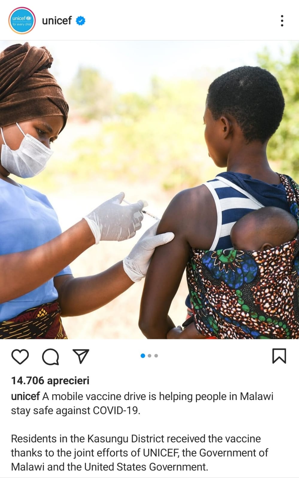 A mobile vaccine drive is helping people in Malawi stay safe against COVID-19.Residents in the Kasungu District received the vaccine thanks to the joint efforts of UNICEF ,the Government of Malawi and the United States Government.