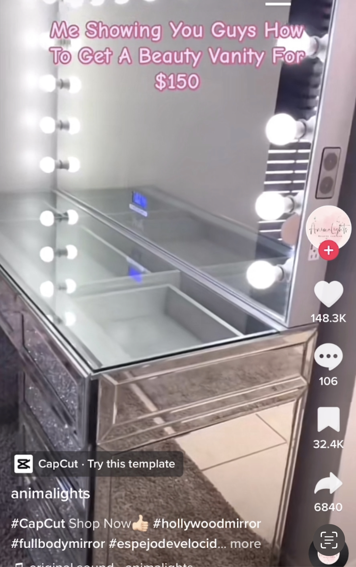 A website being promoted on TikTok is saying that they are selling their vanities at a reasonable price!! 