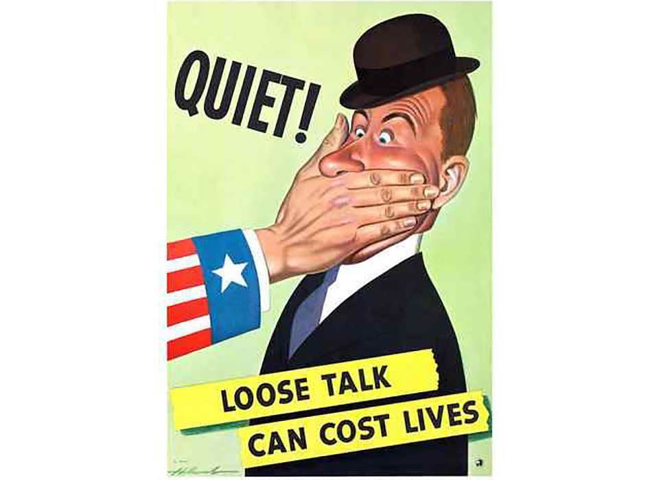 A WWII propaganda poster showing Rosie the Riveter encouraging Americans to work hard.