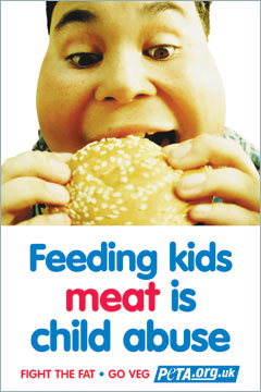 Peta graphic discouraging adults from feeding meat to children
