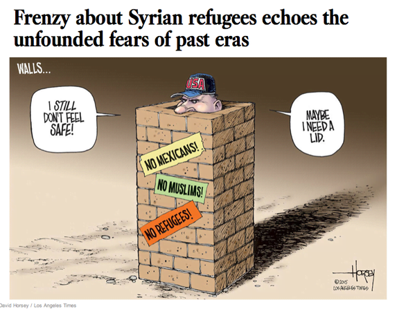 Satirical cartoon shows wall-in American