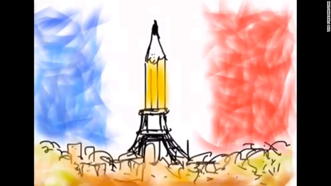 Eiffel Tower Free Press Cartoon
