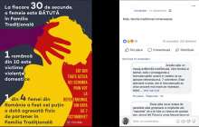 postarea prezinta date despre violenta domestica in romania si in fundal este forma unei femei care primeste o palma