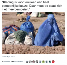 Afbeelding van vrouw in boerka naast vuilniszakken