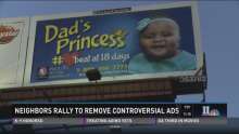 Billboard of a pro-life ad saying "Dad's Princess" #heartbeatat18days showing a black child atleast 6 months old 