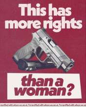 Poster depicting two guns, "This has more rights than a woman"