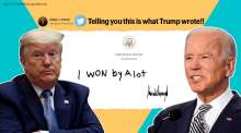 Tweeted an edited image of a letter left by Trump to Biden