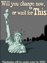 What is happening here is that this propaganda is trying to get people to change their ways so that Manhattan isn't under water by 2050. 