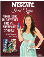 The persuasion technique is testimonial because the celebrity is endorsing the idea of this coffee from Nescafé.
