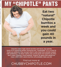 Ad claiming eating Chipotle burritos makes you gain weight